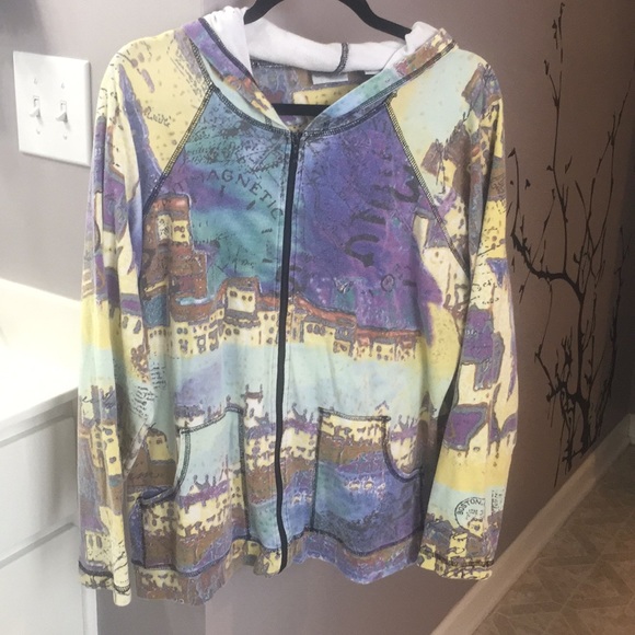 Chico’s map print hoodie large size 3 - Picture 1 of 3